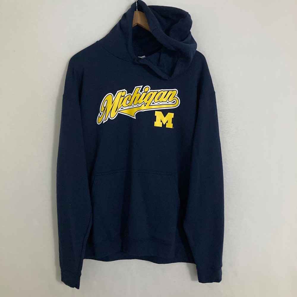 Vtg University Michigan Wolverines Hoodie Size XL Pullover Sweater Ivy‎ Preppy